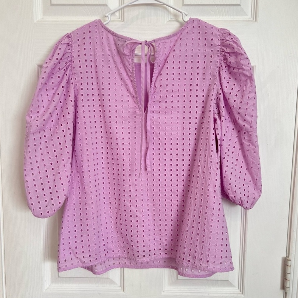 a new day Lilac Eyelet Puff Sleeve Blouse - Picture 2 of 9